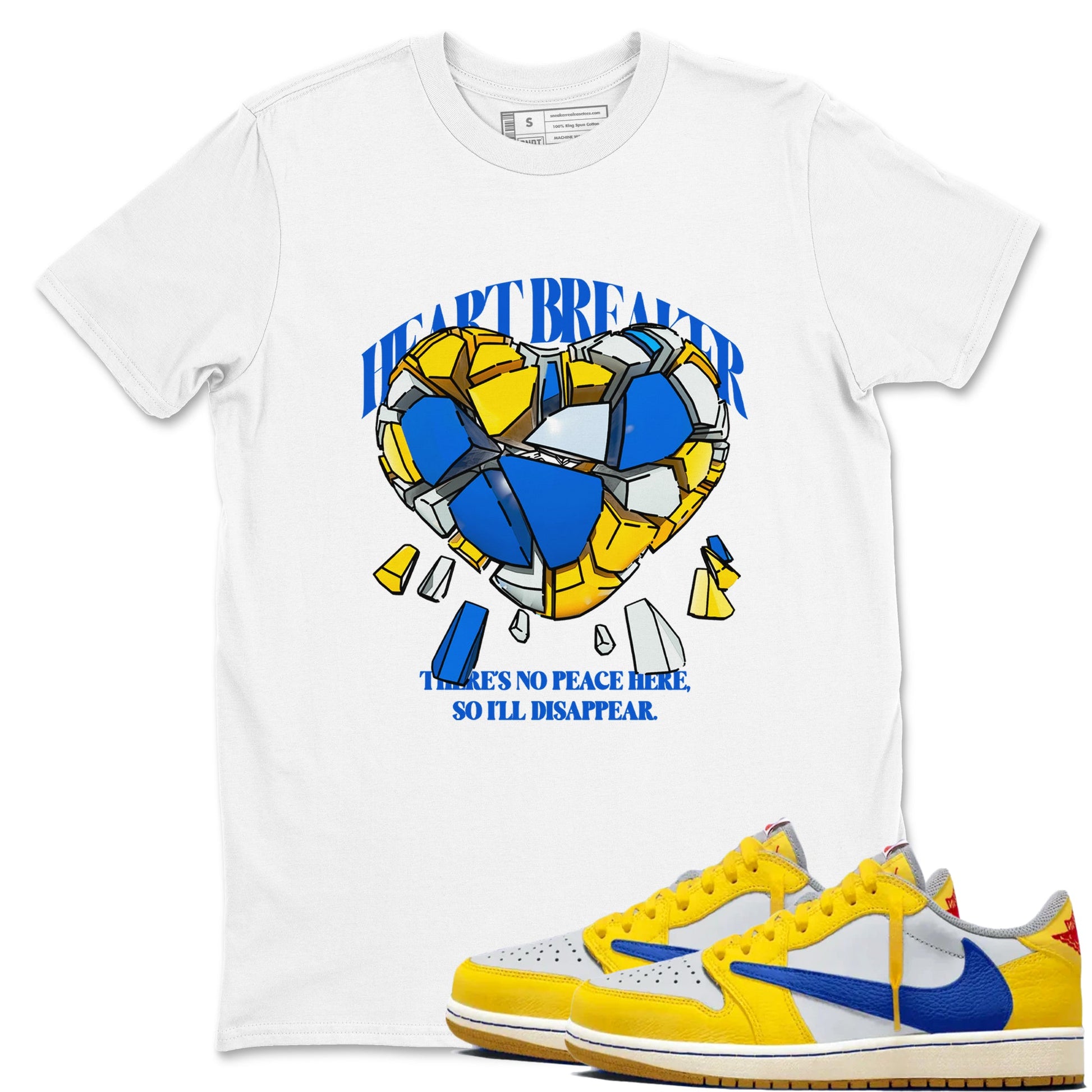1s Travis Scott Canary shirt to match jordans Heart Breaker sneaker tees Air Jordan 1 Travis Scott Canary SNRT Sneaker Release Tees unisex cotton White 1 crew neck shirt