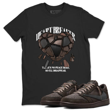 Air Jordan 1 Travis Scott Velvet Brown shirts to match jordans Heart Breaker sneaker match tees Travis Scott x Air Jordan 1 Low OG Velvet Brown best t shirts to wear with jordans SNRT Sneaker Tees unisex cotton Black 1 shirts