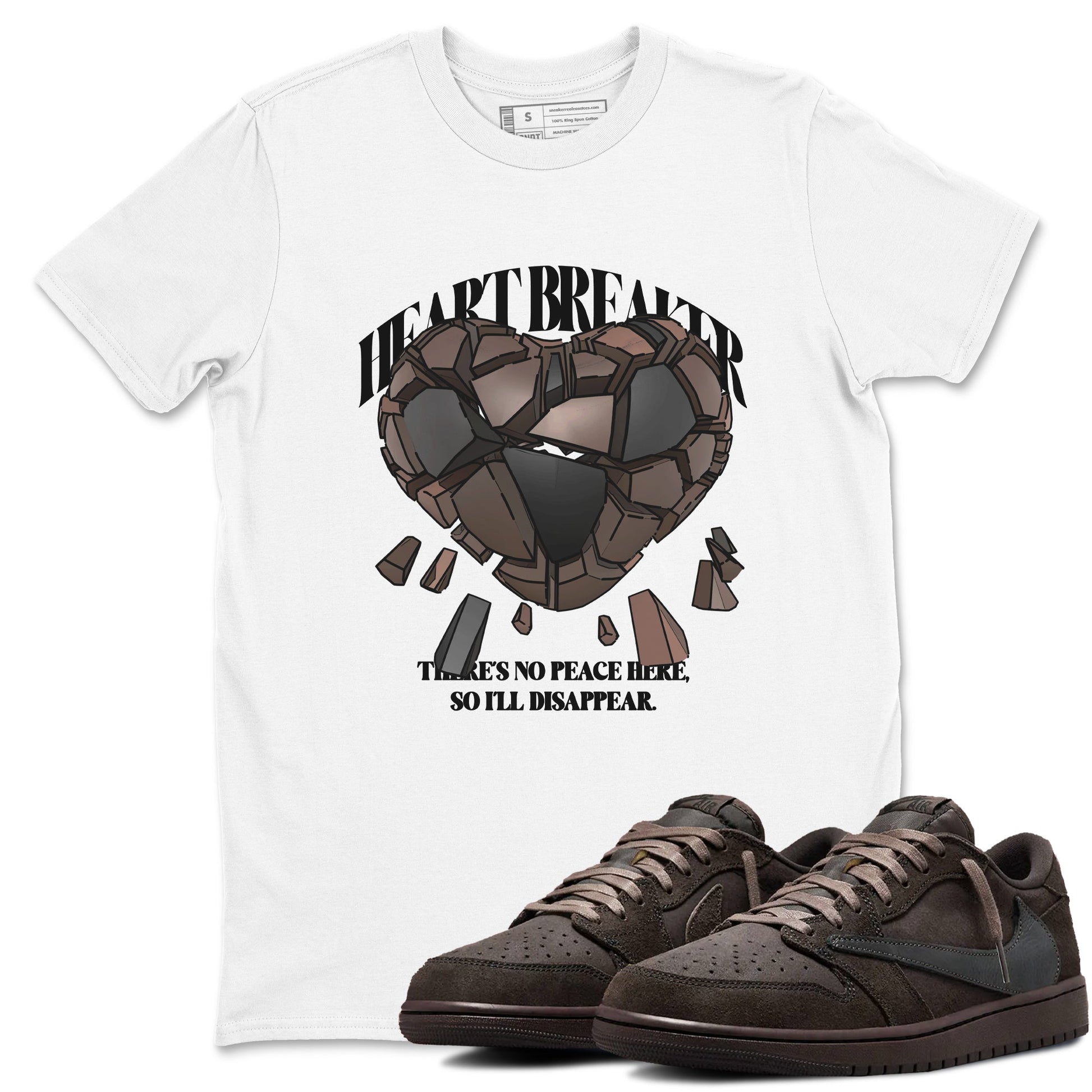 Air Jordan 1 Travis Scott Velvet Brown shirts to match jordans Heart Breaker sneaker match tees Travis Scott x Air Jordan 1 Low OG Velvet Brown best t shirts to wear with jordans SNRT Sneaker Tees unisex cotton White 1 shirts