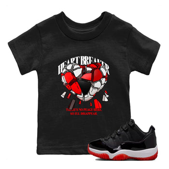 Jordan 11 Low Bred t-shirts to match jordans Heart Breaker sneaker match tees Air Jordan 11 Bred graphic tee for sneakerheads SNRT Sneaker Tees Youth Baby Black 1 tee