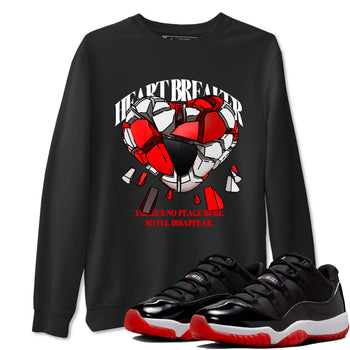 Jordan 11 Low Bred t-shirts to match jordans Heart Breaker sneaker match tees Air Jordan 11 Bred graphic tee for sneakerheads SNRT Sneaker Tees unisex cotton Black 1 shirts