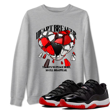Jordan 11 Low Bred t-shirts to match jordans Heart Breaker sneaker match tees Air Jordan 11 Bred graphic tee for sneakerheads SNRT Sneaker Tees unisex cotton Heather Grey 1 shirts