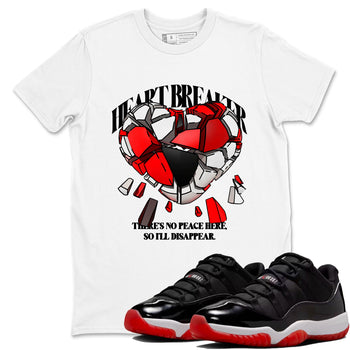 Jordan 11 Low Bred t-shirts to match jordans Heart Breaker sneaker match tees Air Jordan 11 Bred graphic tee for sneakerheads SNRT Sneaker Tees unisex cotton White 1 shirts