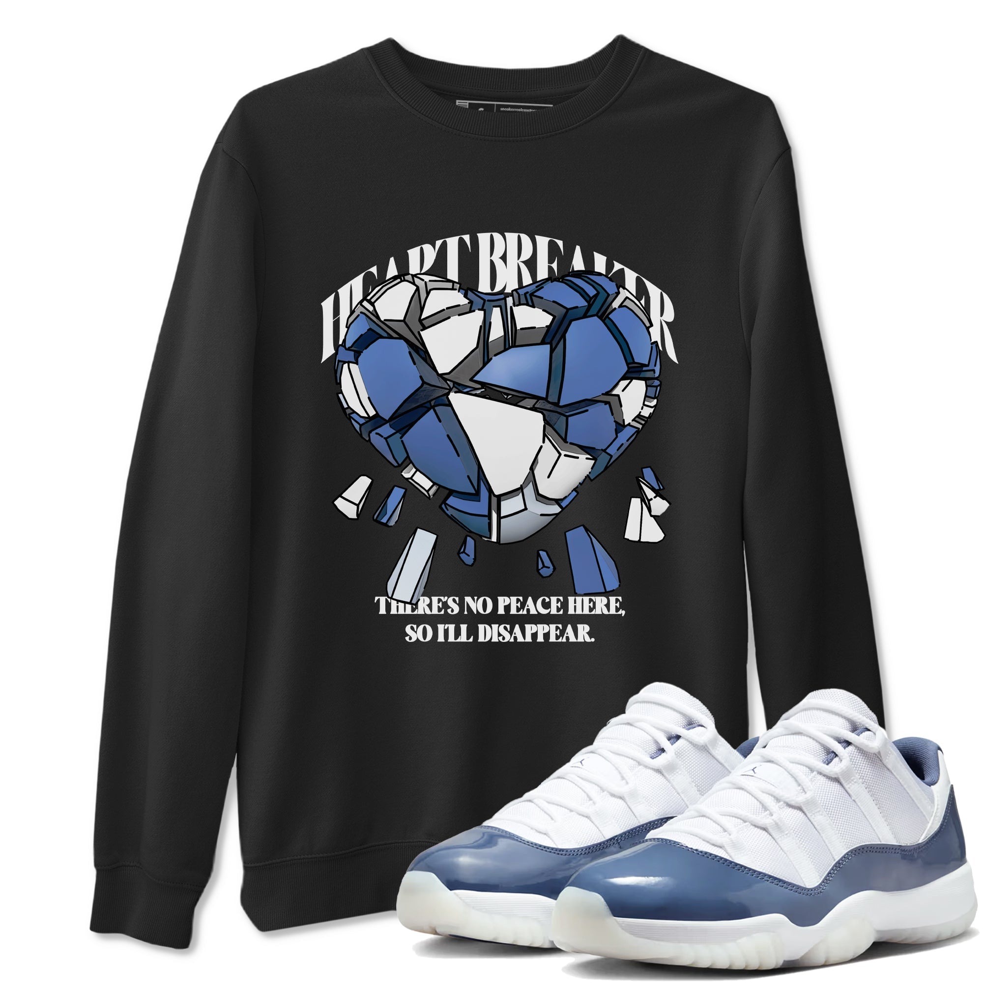 11s Diffused Blue Shirts To Match Jordans Heart Breaker sneaker match tees Air Jordan 11 Diffused Blue Tee SNRT Sneaker Release Tees unisex cotton Black 1 crew neck shirts