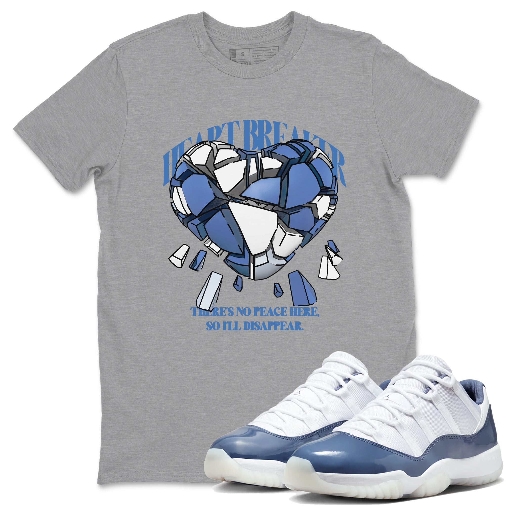 11s Diffused Blue Shirts To Match Jordans Heart Breaker sneaker match tees Air Jordan 11 Diffused Blue Tee SNRT Sneaker Release Tees unisex cotton Heather Grey 1 crew neck shirts