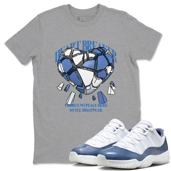 11s Diffused Blue Shirts To Match Jordans Heart Breaker sneaker match tees Air Jordan 11 Diffused Blue Tee SNRT Sneaker Release Tees unisex cotton Heather Grey 1 crew neck shirts