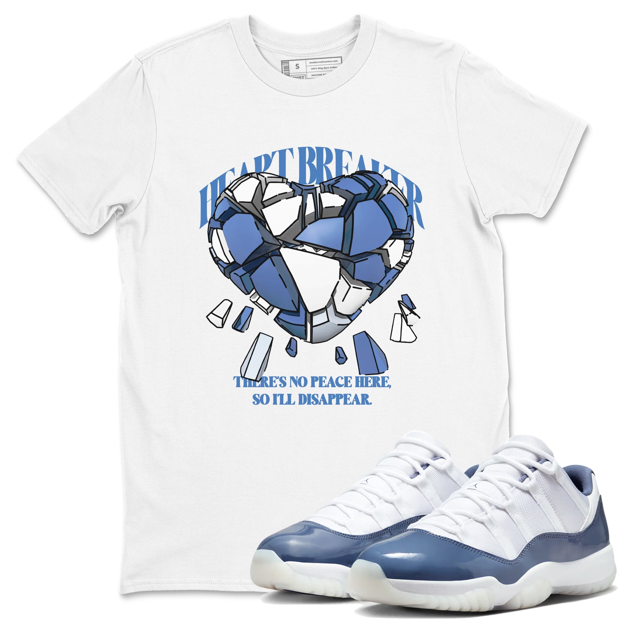 11s Diffused Blue Shirts To Match Jordans Heart Breaker sneaker match tees Air Jordan 11 Diffused Blue Tee SNRT Sneaker Release Tees unisex cotton White 1 crew neck shirts