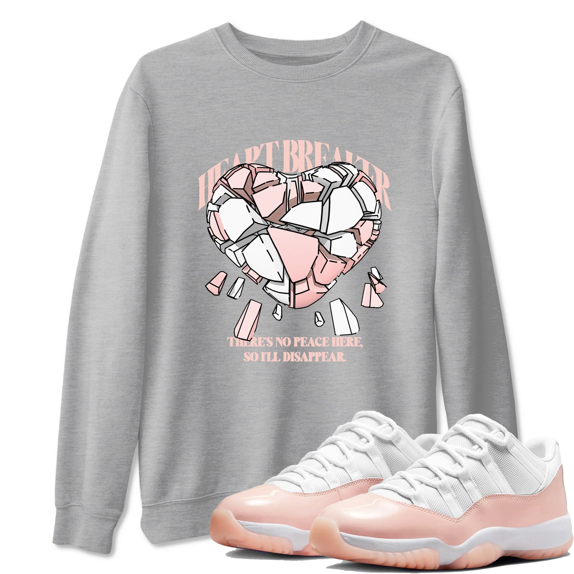 11s Legend Pink shirts to match jordans Heart Breaker sneaker match tees Air Jordan 11 Legend Pink SNRT Sneaker Tees streetwear brand Heather Grey 1 unisex cotton tee