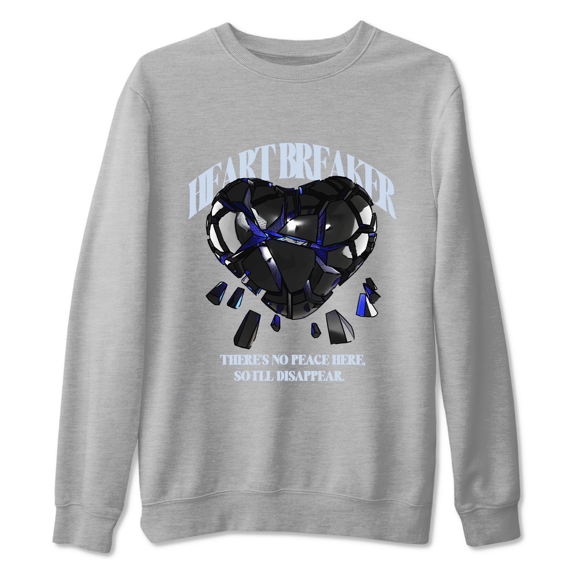 Air Jordan 11 Space shirt to match jordans Heart Breaker sneaker tees AJ11 Black and Varsity Royal SNRT Sneaker Release Tees unisex cotton Heather Grey 1 crew neck shirt