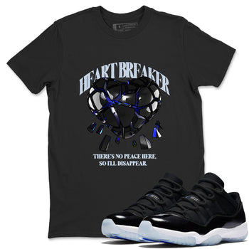 Air Jordan 11 Space shirt to match jordans Heart Breaker sneaker tees AJ11 Black and Varsity Royal SNRT Sneaker Release Tees unisex cotton Black 1 crew neck shirt