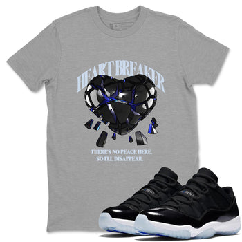Air Jordan 11 Space shirt to match jordans Heart Breaker sneaker tees AJ11 Black and Varsity Royal SNRT Sneaker Release Tees unisex cotton Heather Grey 1 crew neck shirt