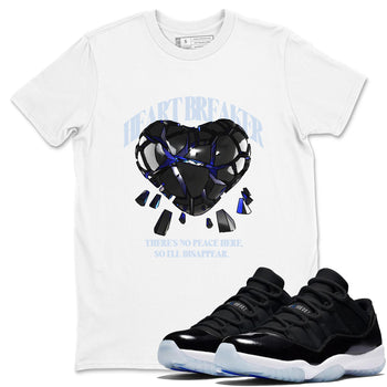 Air Jordan 11 Space shirt to match jordans Heart Breaker sneaker tees AJ11 Black and Varsity Royal SNRT Sneaker Release Tees unisex cotton White 2 crew neck shirt