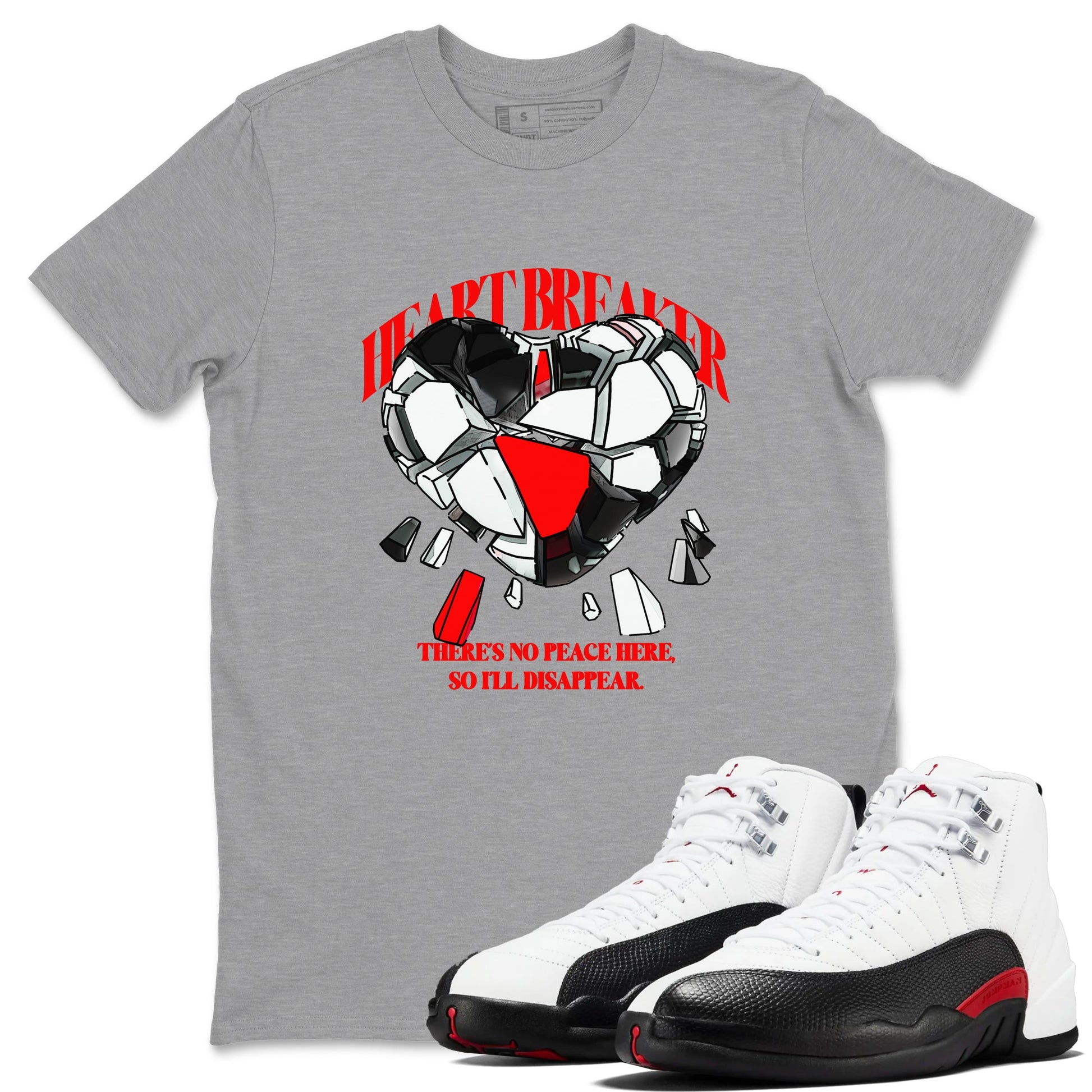 12s Taxi Flip shirts to match jordans Heart Breaker sneaker match tees Air Jordan 12 Taxi Flip SNRT Sneaker Tees streetwear brand Heather Grey 1 unisex cotton tee