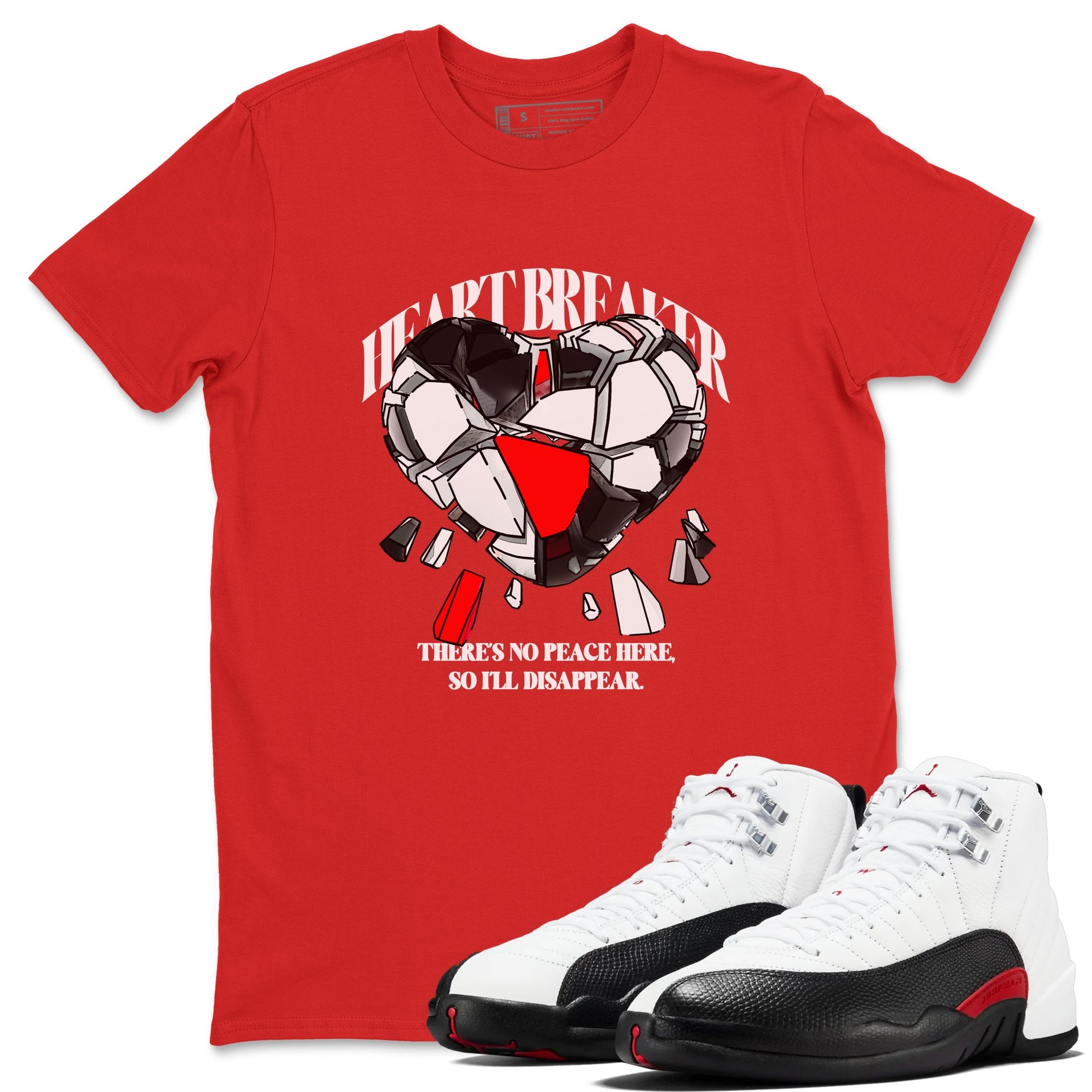 12s Taxi Flip shirts to match jordans Heart Breaker sneaker match tees Air Jordan 12 Taxi Flip SNRT Sneaker Tees streetwear brand Red 1 unisex cotton tee