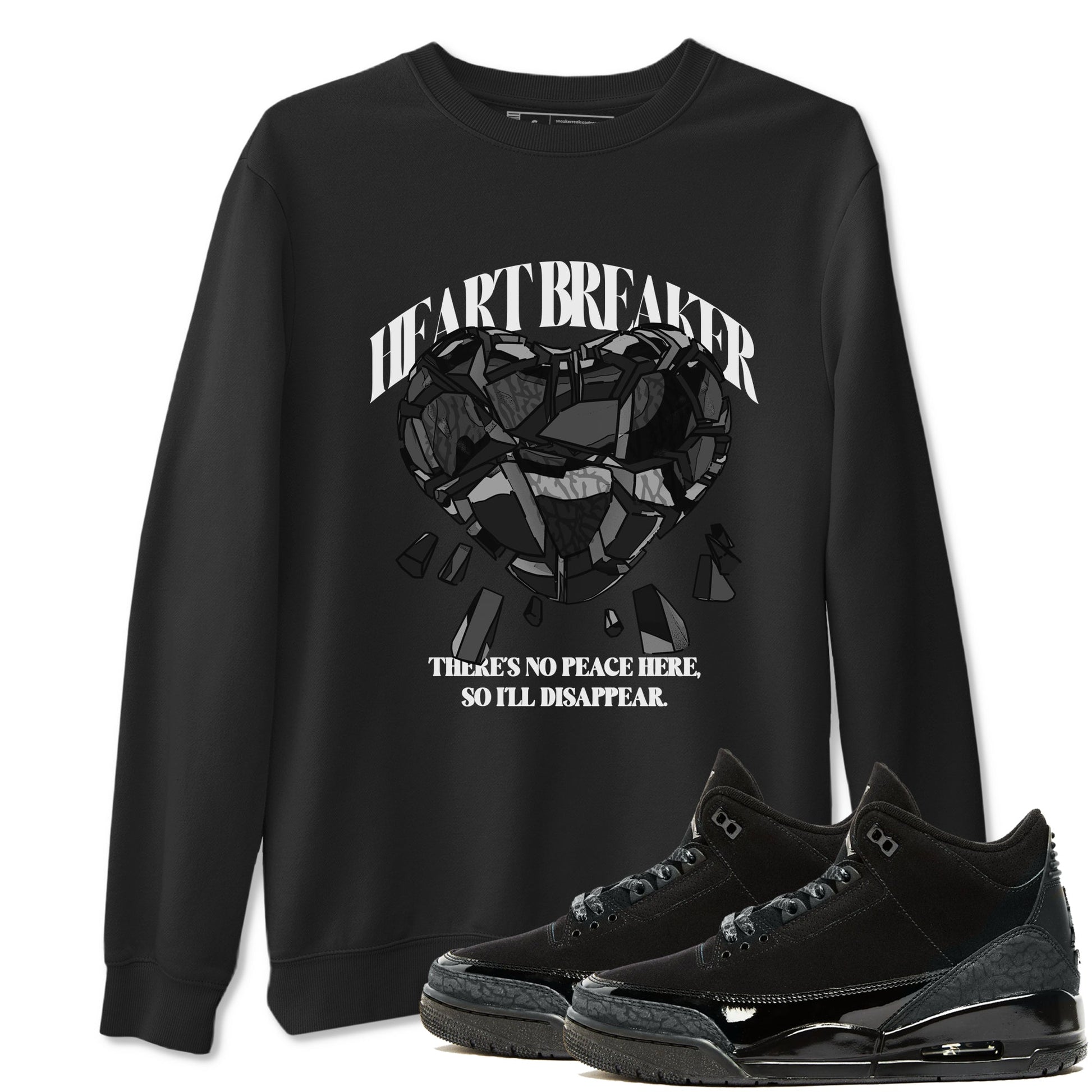 Air Jordan 3 Black Cat shirts to match jordans Heart Breaker sneaker tees 3s Retro Black Cat best t-shirts to wear with jordans SNRT Sneaker Tees unisex cotton Black 1 shirts