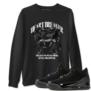 Air Jordan 3 Black Cat shirts to match jordans Heart Breaker sneaker tees 3s Retro Black Cat best t-shirts to wear with jordans SNRT Sneaker Tees unisex cotton Black 1 shirts