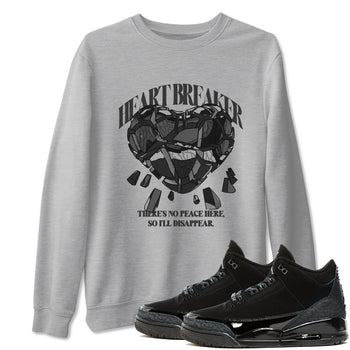 Air Jordan 3 Black Cat shirts to match jordans Heart Breaker sneaker tees 3s Retro Black Cat best t-shirts to wear with jordans SNRT Sneaker Tees unisex cotton Heather Grey 1 shirts