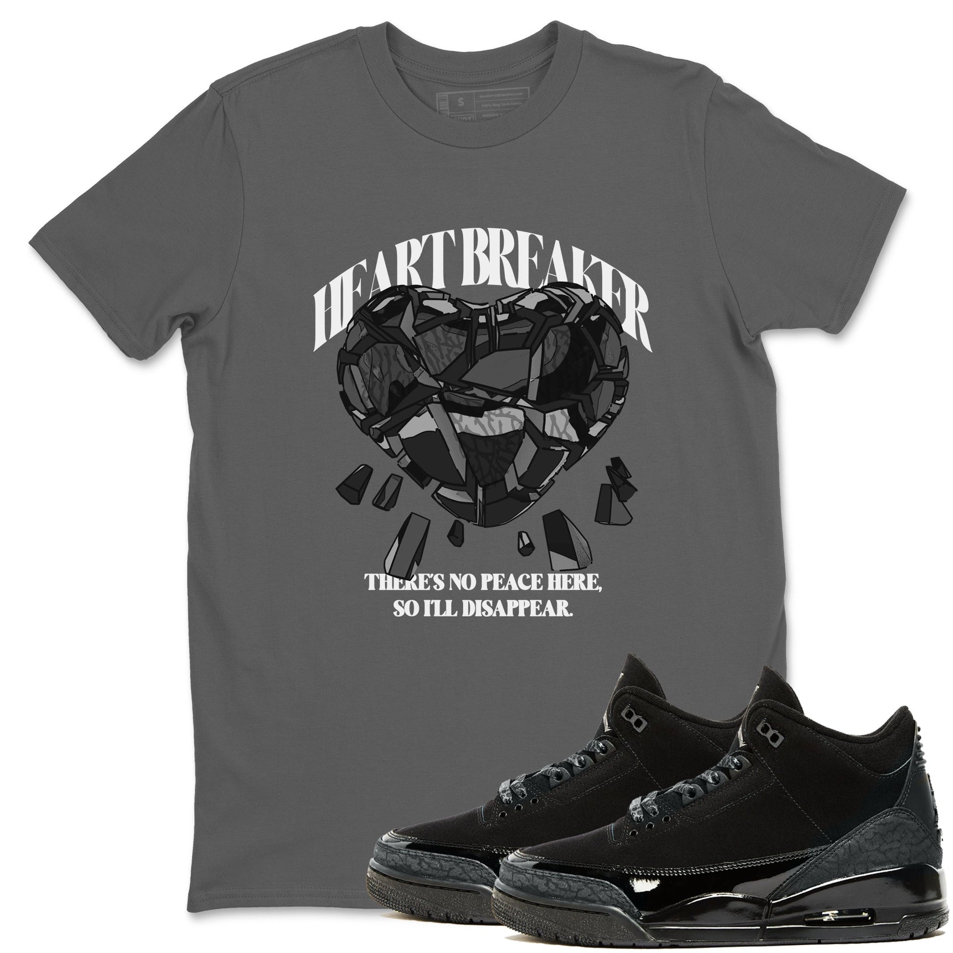 Air Jordan 3 Black Cat shirts to match jordans Heart Breaker sneaker tees 3s Retro Black Cat best t-shirts to wear with jordans SNRT Sneaker Tees unisex cotton Cool Grey 1 shirts