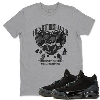 Air Jordan 3 Black Cat shirts to match jordans Heart Breaker sneaker tees 3s Retro Black Cat best t-shirts to wear with jordans SNRT Sneaker Tees unisex cotton Heather Grey 1 shirts