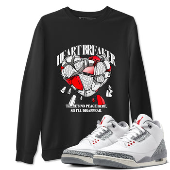 3s Cement Grey shirts to match jordans Heart Breaker sneaker match tees Air Jordan 3 Cement Grey SNRT Sneaker Release Tees unisex cotton Black 1 crew neck shirts