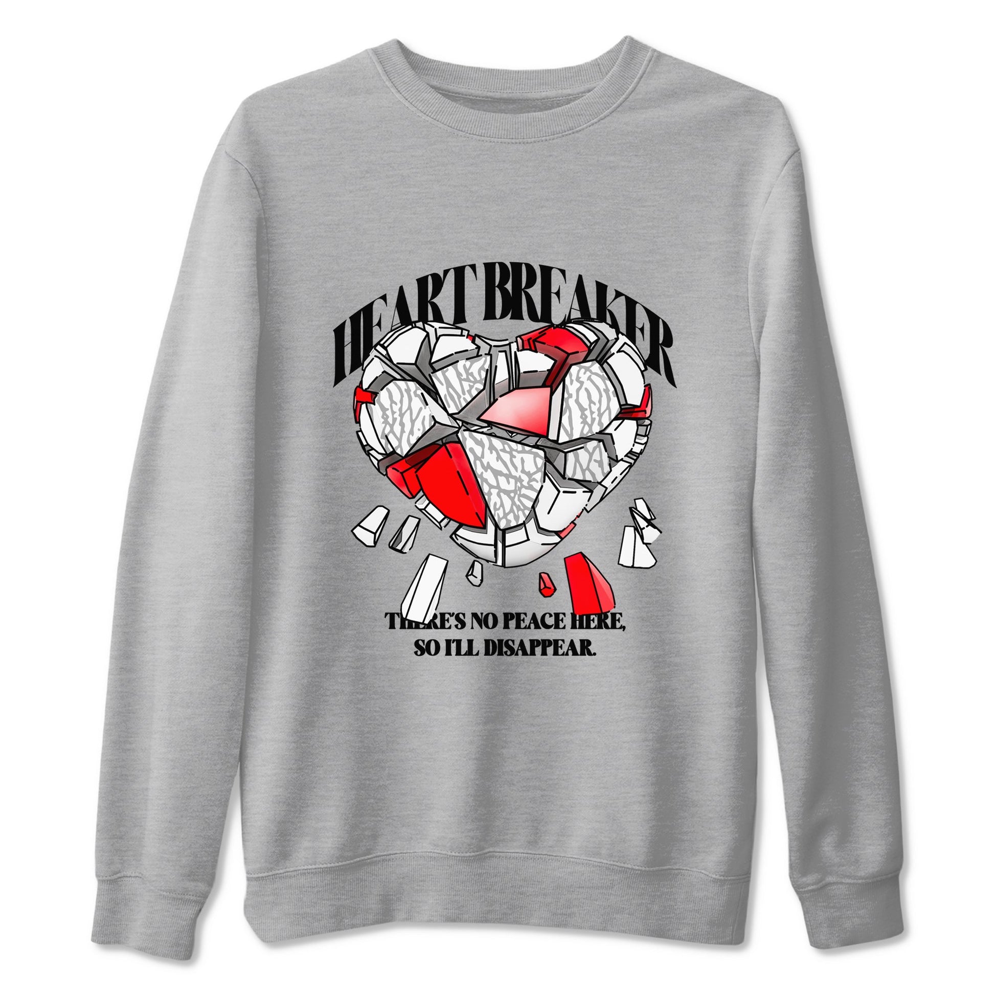 3s Cement Grey shirts to match jordans Heart Breaker sneaker match tees Air Jordan 3 Cement Grey SNRT Sneaker Release Tees unisex cotton Heather Grey 2 crew neck shirts