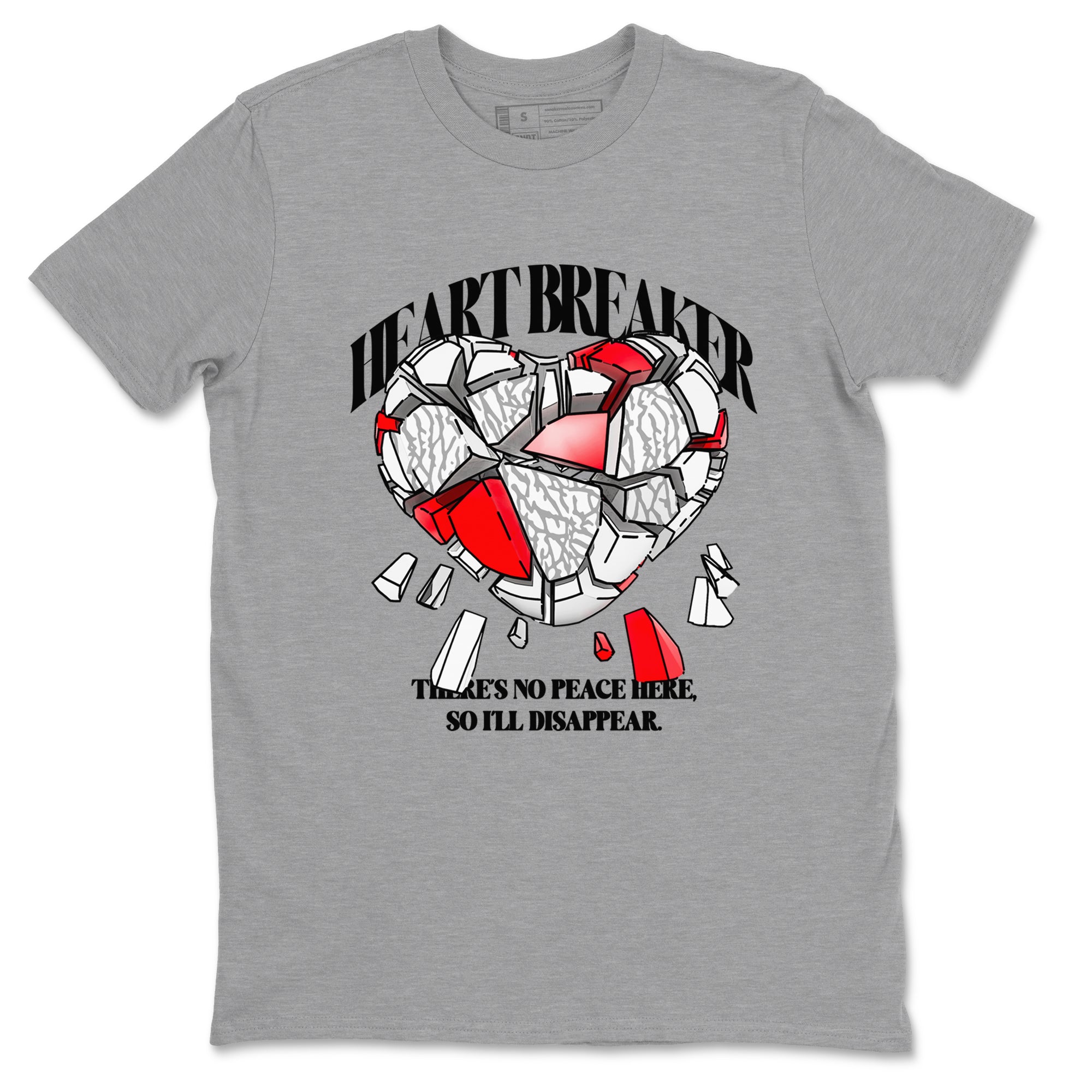 3s Cement Grey shirts to match jordans Heart Breaker sneaker match tees Air Jordan 3 Cement Grey SNRT Sneaker Release Tees unisex cotton Heather Grey 2 crew neck shirts
