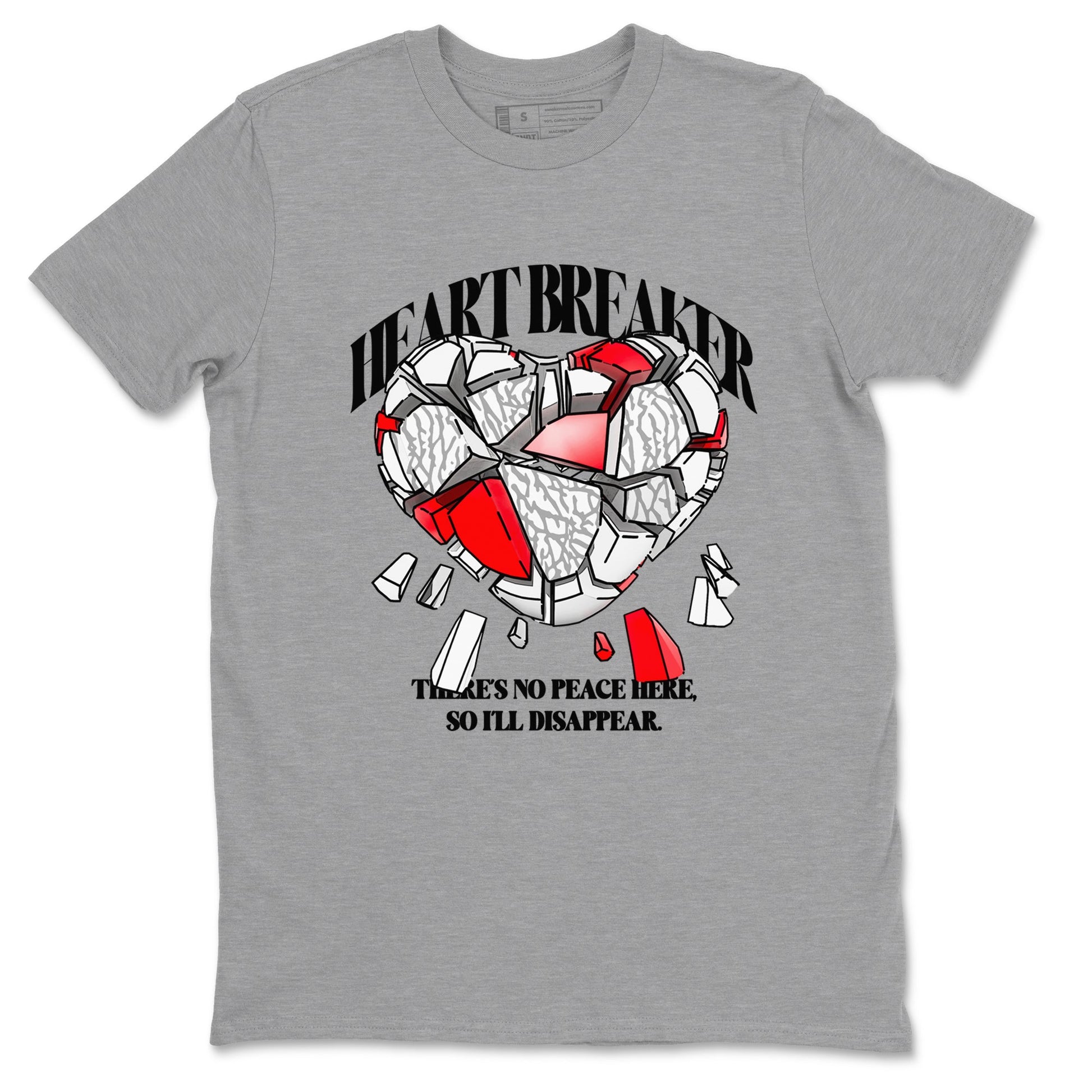 3s Cement Grey shirts to match jordans Heart Breaker sneaker match tees Air Jordan 3 Cement Grey SNRT Sneaker Release Tees unisex cotton Heather Grey 2 crew neck shirts