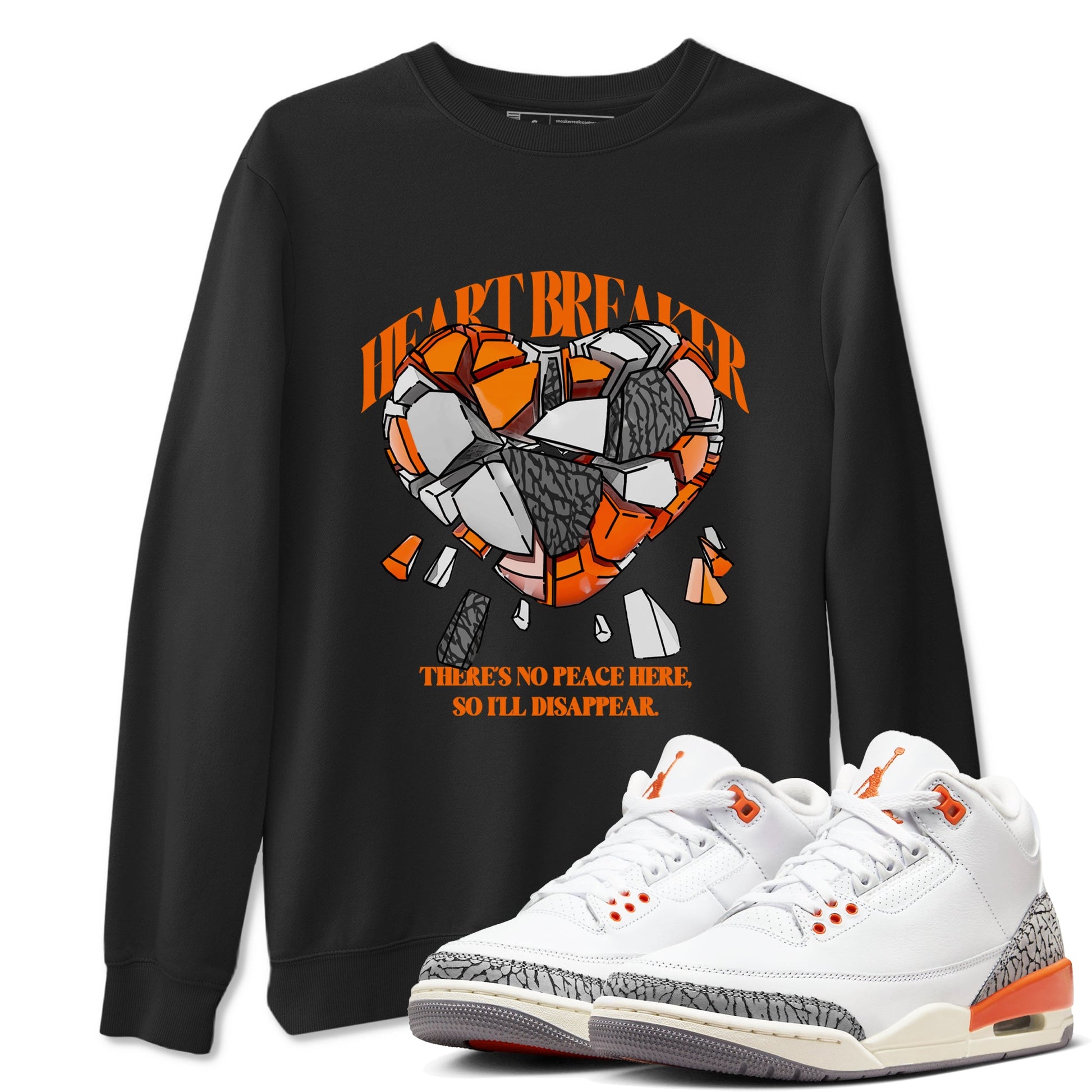 3s Georgia Peach shirt to match jordans Heart Breaker sneaker tees Air Jordan 3 Georgia Peach SNRT Sneaker Release Tees unisex cotton Black 1 crew neck shirt