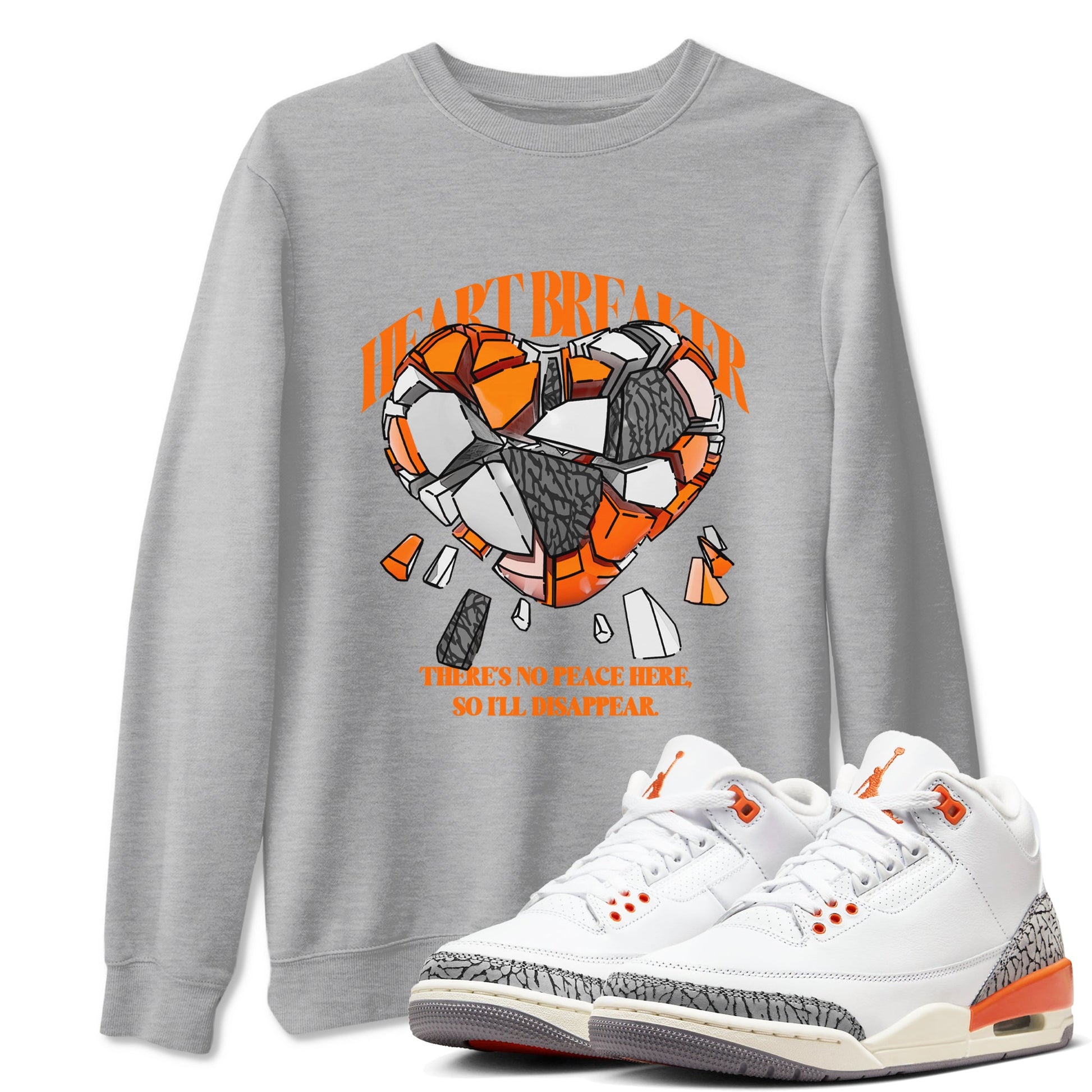 3s Georgia Peach shirt to match jordans Heart Breaker sneaker tees Air Jordan 3 Georgia Peach SNRT Sneaker Release Tees unisex cotton Heather Grey 1 crew neck shirt