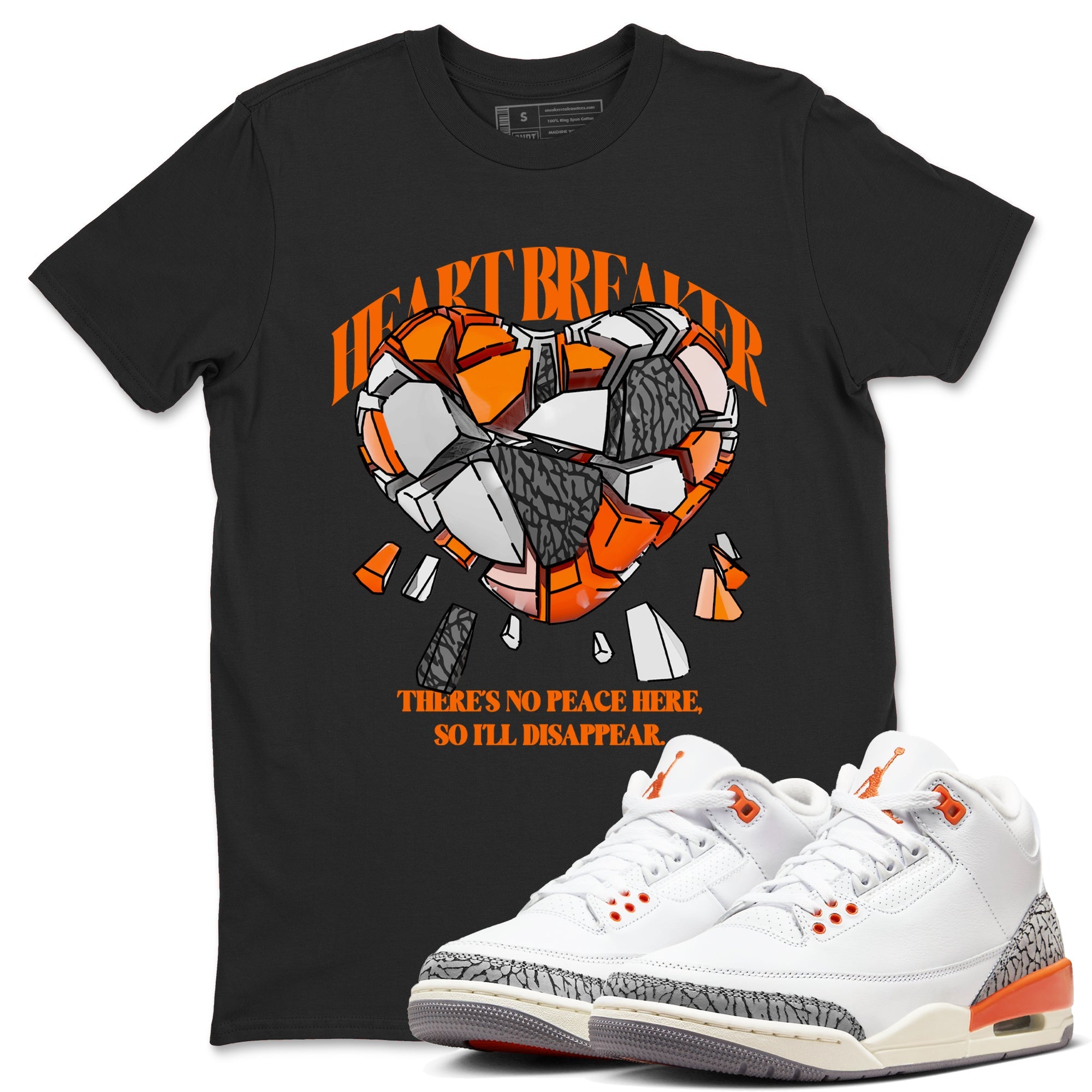 3s Georgia Peach shirt to match jordans Heart Breaker sneaker tees Air Jordan 3 Georgia Peach SNRT Sneaker Release Tees unisex cotton Black 1 crew neck shirt
