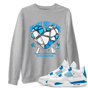 Air Jordan 4 Industrial Blue shirt to match jordans Heart Breaker sneaker tees Air Jordan 4 Military Blue SNRT Sneaker Release Tees unisex cotton Heather Grey 1 crew neck shirt