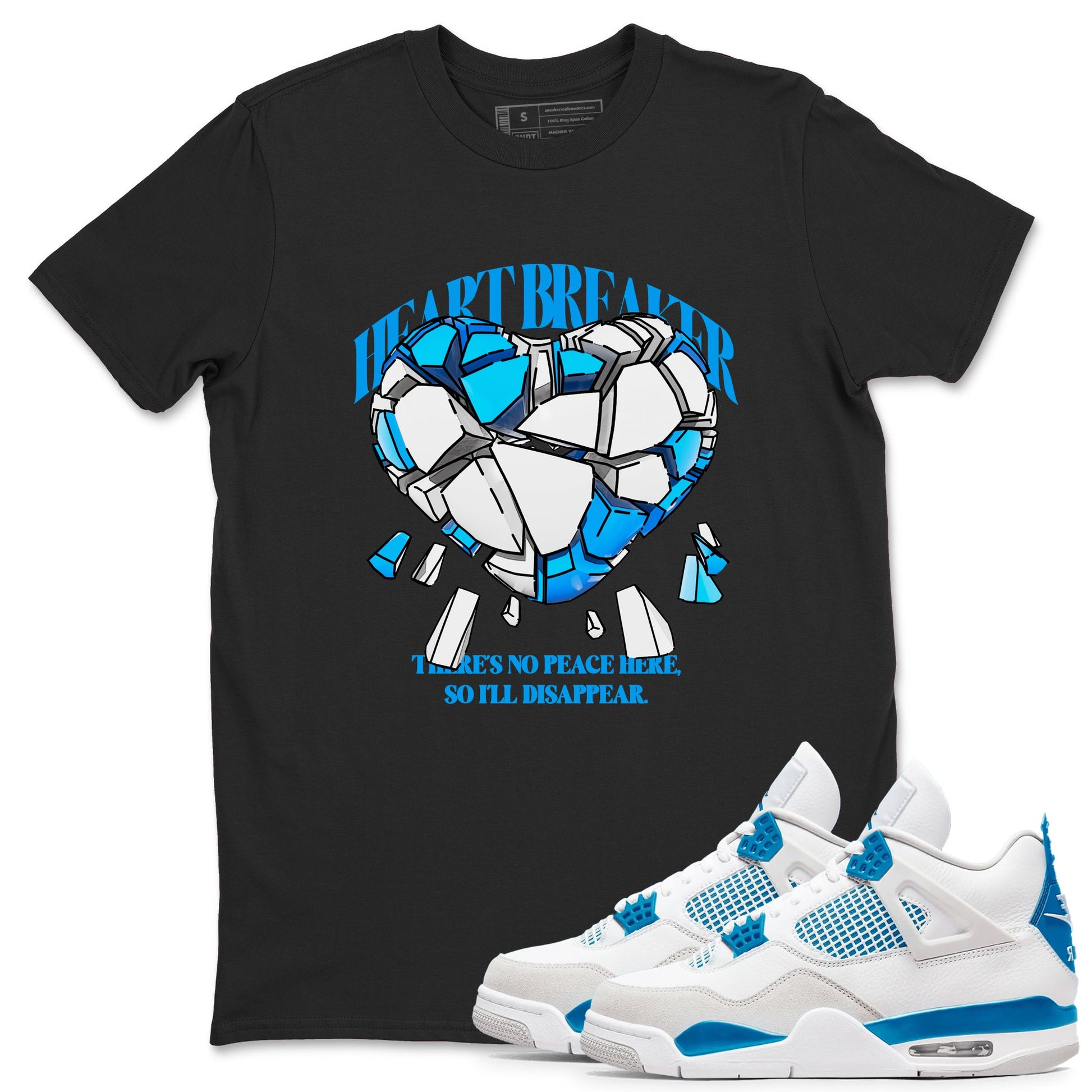 Air Jordan 4 Industrial Blue shirt to match jordans Heart Breaker sneaker tees Air Jordan 4 Military Blue SNRT Sneaker Release Tees unisex cotton Black 1 crew neck shirt