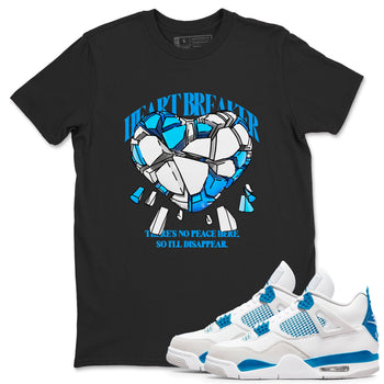 Air Jordan 4 Industrial Blue shirt to match jordans Heart Breaker sneaker tees Air Jordan 4 Military Blue SNRT Sneaker Release Tees unisex cotton Black 1 crew neck shirt