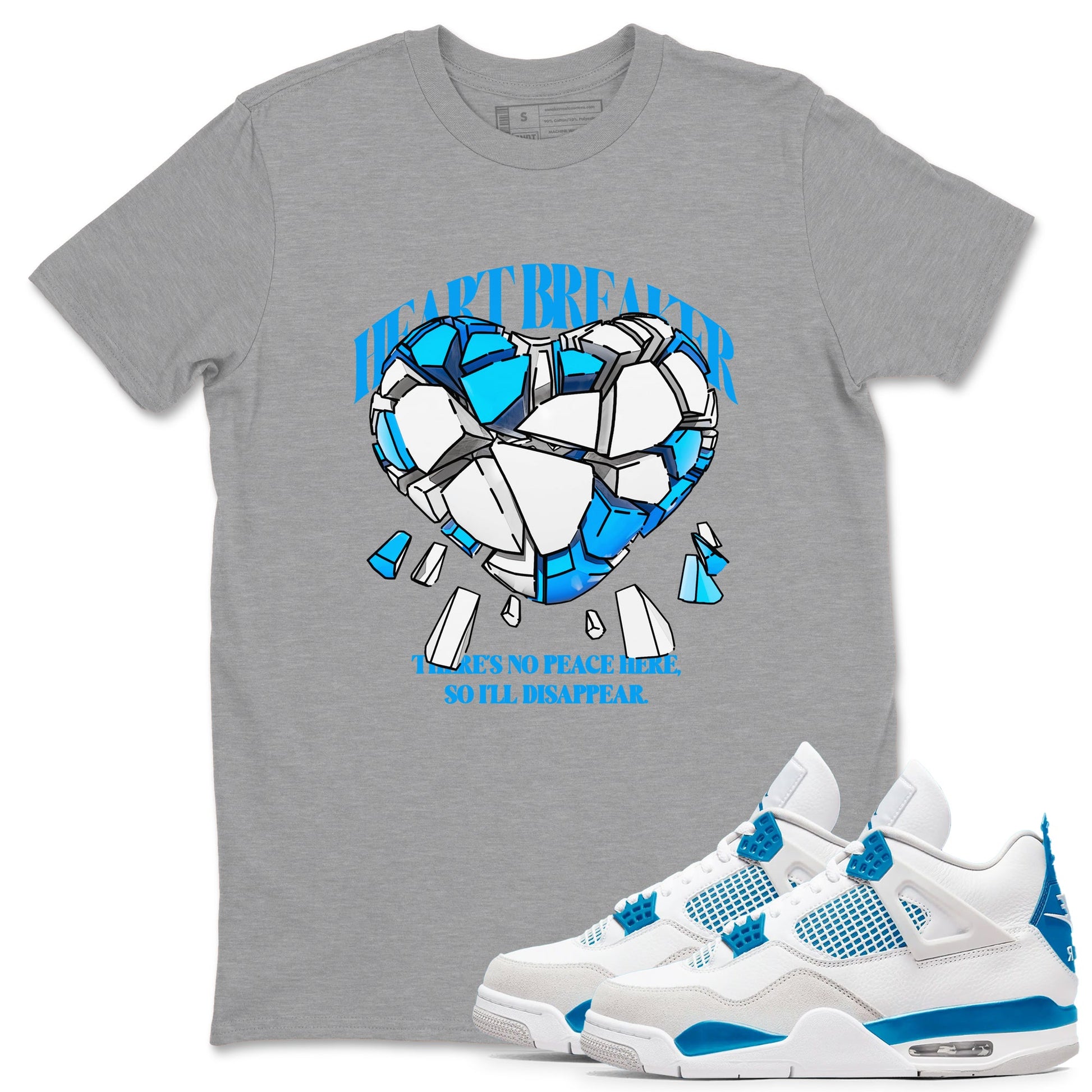 Air Jordan 4 Industrial Blue shirt to match jordans Heart Breaker sneaker tees Air Jordan 4 Military Blue SNRT Sneaker Release Tees unisex cotton Heather Grey 1 crew neck shirt