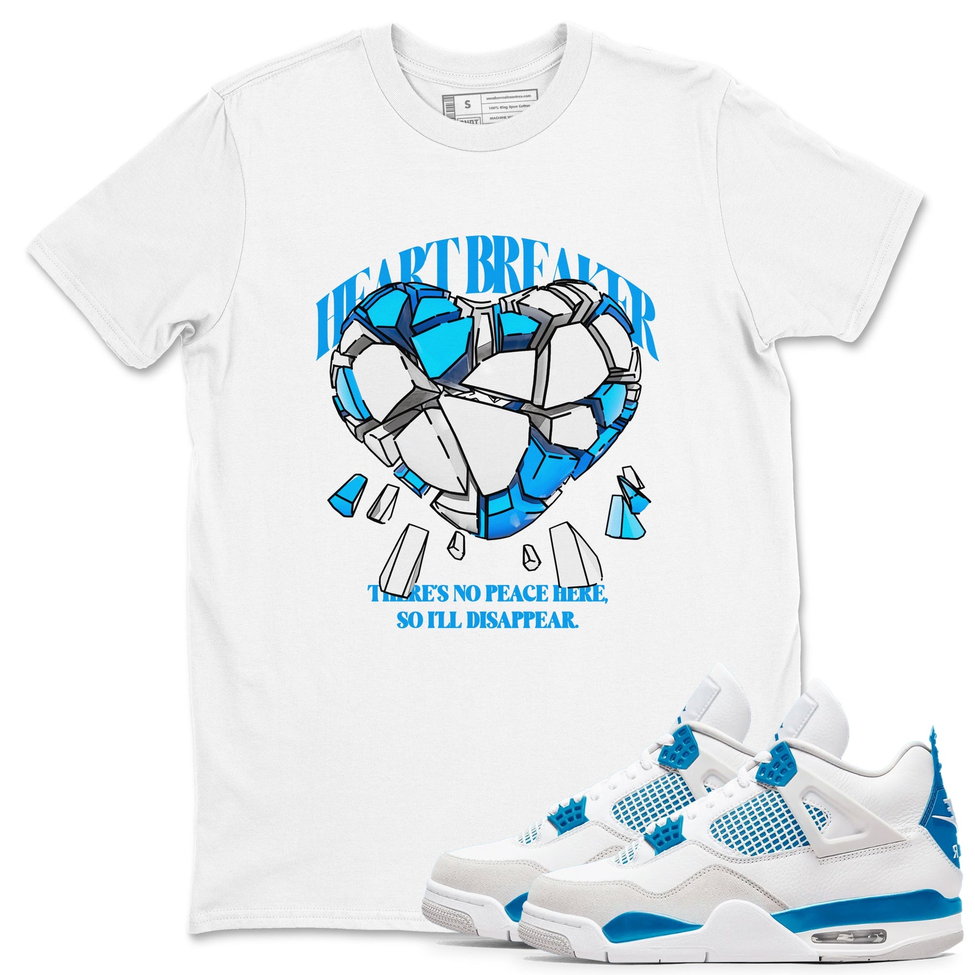 Air Jordan 4 Industrial Blue shirt to match jordans Heart Breaker sneaker tees Air Jordan 4 Military Blue SNRT Sneaker Release Tees unisex cotton White 1 crew neck shirt