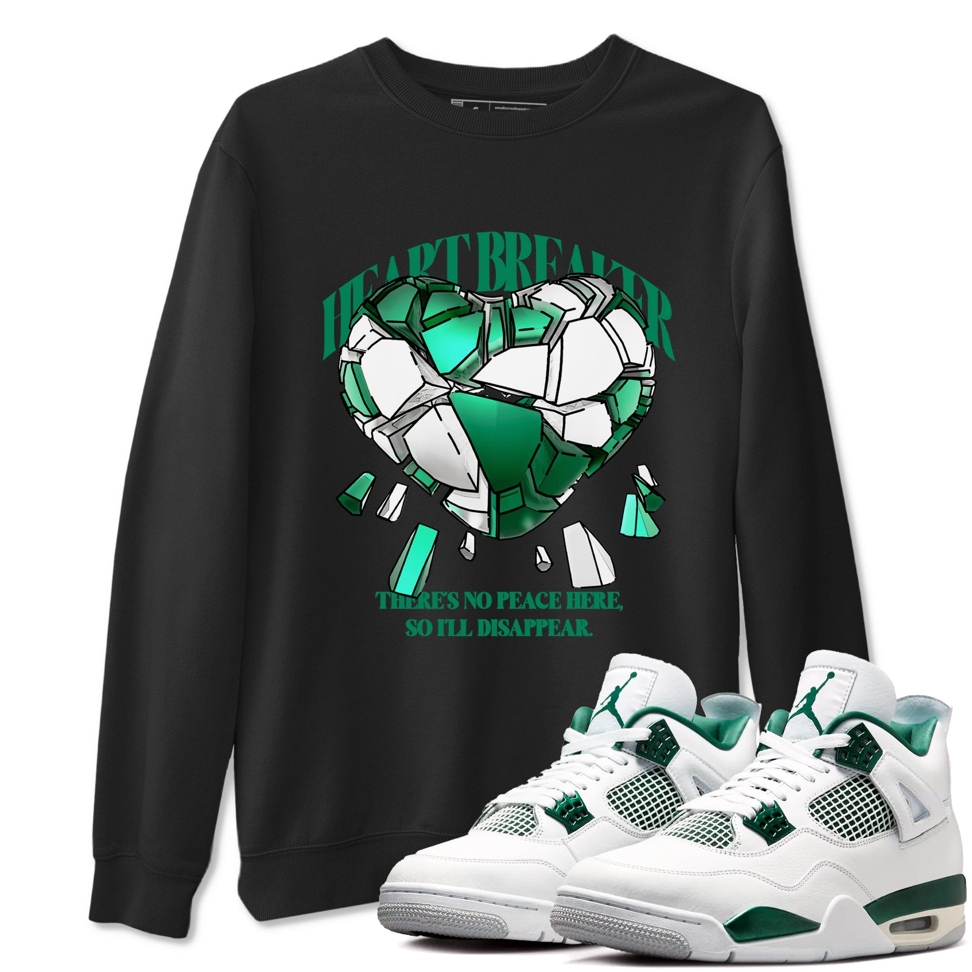 4s Oxidized Green shirts to match jordans Heart Breaker sneaker match tees Air Jordan 4 Oxidized Green SNRT Sneaker Tees streetwear brand Black 1 unisex cotton tee