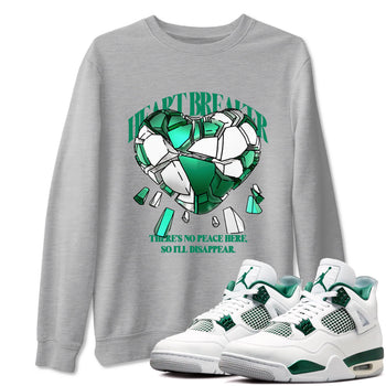 4s Oxidized Green shirts to match jordans Heart Breaker sneaker match tees Air Jordan 4 Oxidized Green SNRT Sneaker Tees streetwear brand Heather Grey 1 unisex cotton tee