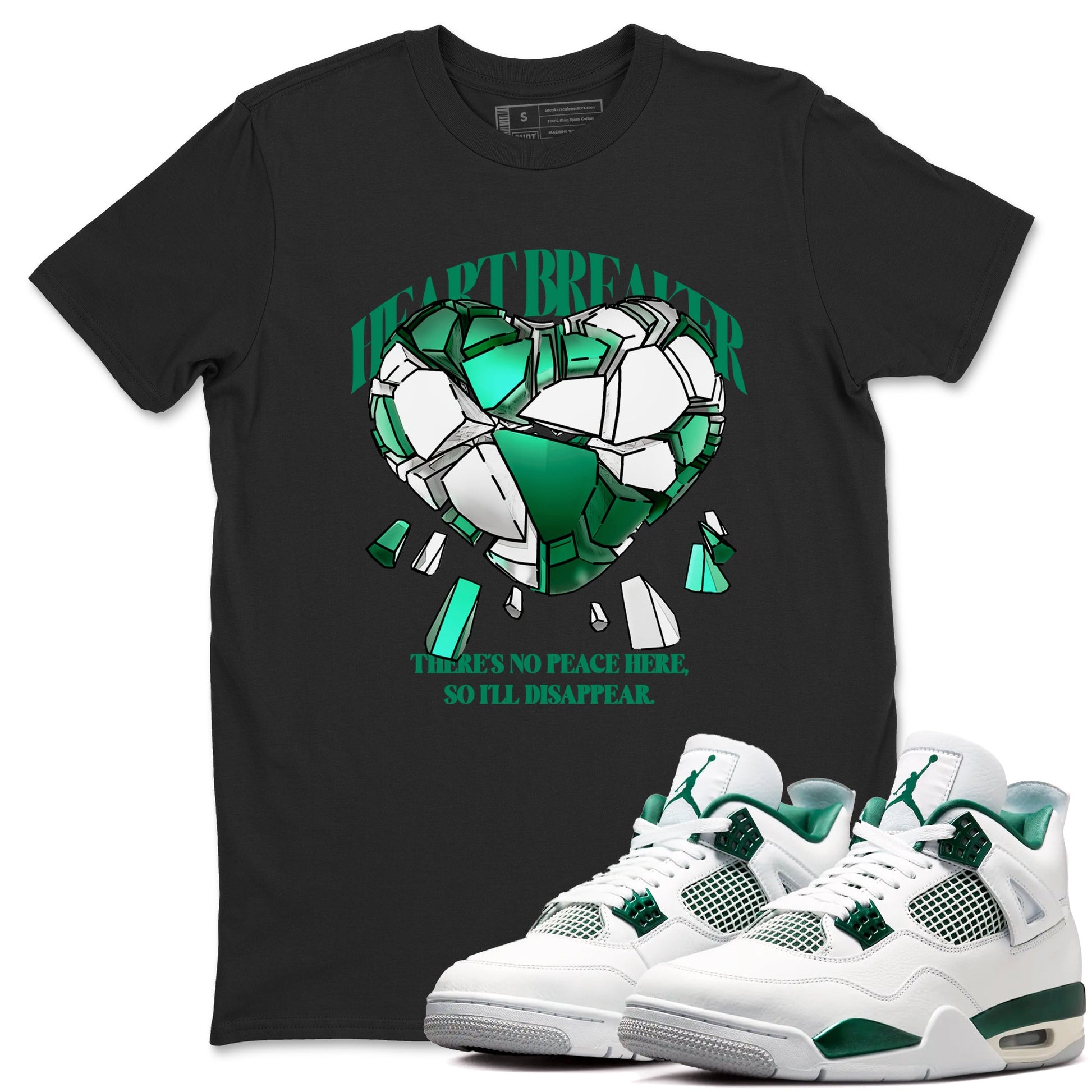 4s Oxidized Green shirts to match jordans Heart Breaker sneaker match tees Air Jordan 4 Oxidized Green SNRT Sneaker Tees streetwear brand Black 1 unisex cotton tee