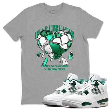 4s Oxidized Green shirts to match jordans Heart Breaker sneaker match tees Air Jordan 4 Oxidized Green SNRT Sneaker Tees streetwear brand Heather Grey 1 unisex cotton tee