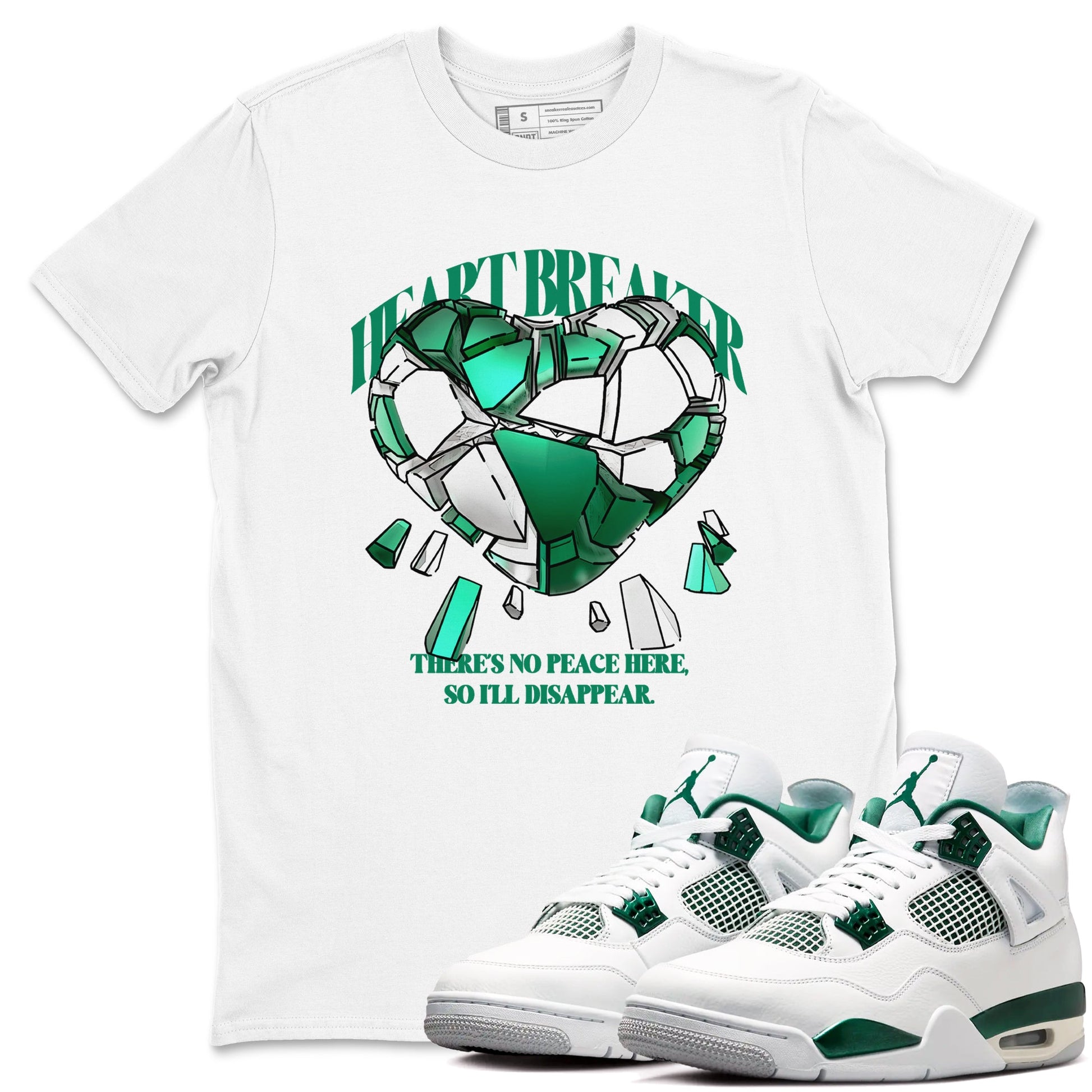 4s Oxidized Green shirts to match jordans Heart Breaker sneaker match tees Air Jordan 4 Oxidized Green SNRT Sneaker Tees streetwear brand White 1 unisex cotton tee