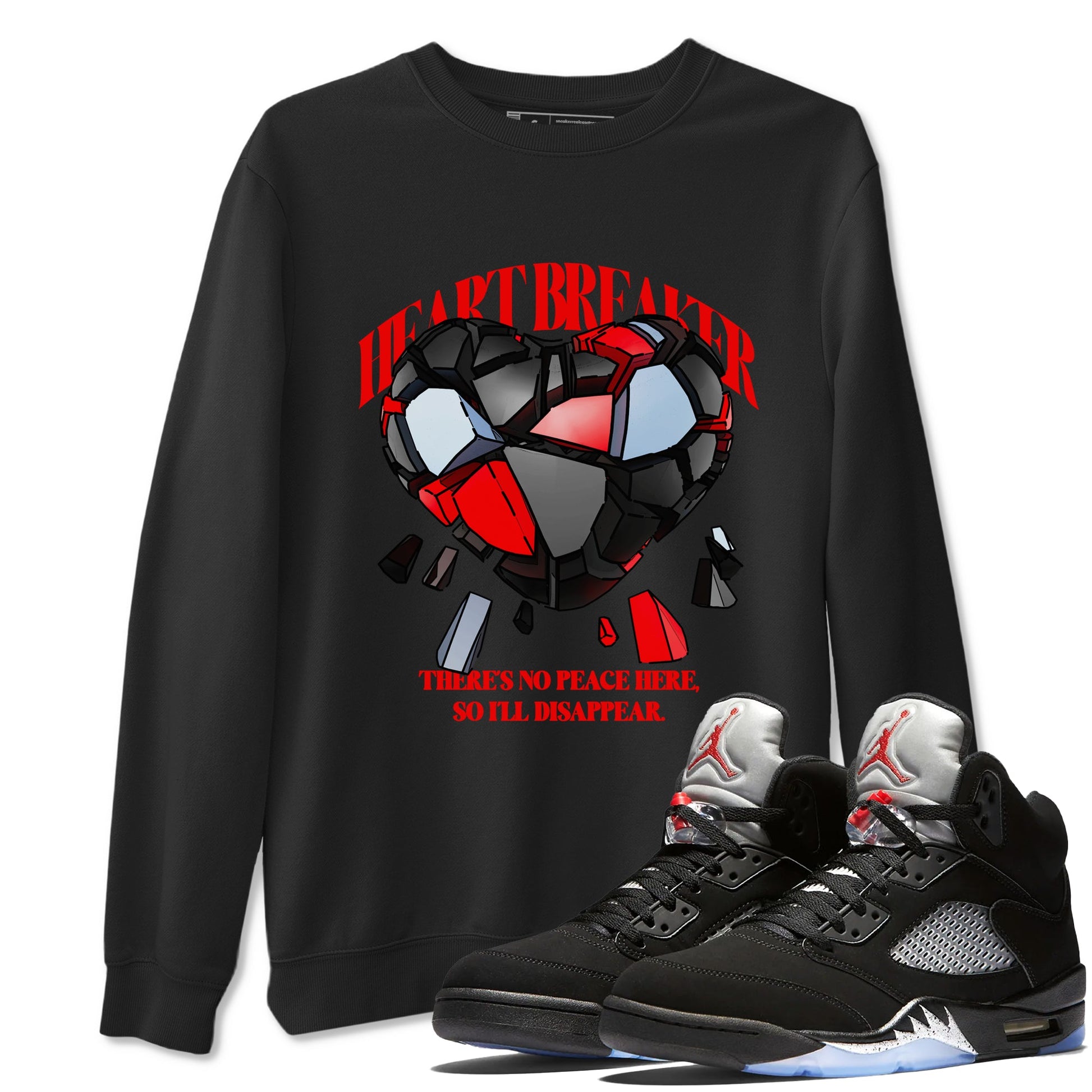 5s Black Metallic Reimagined shirts to match jordans Heart Breaker best t shirts to wear with jordans Air Jordan 5 Reimagined match shoes to clothes SNRT Sneaker Tees unisex cotton Black 1 shirts