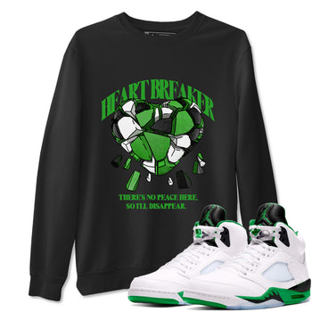 Air Jordan 5 Lucky Green shirt to match jordans Heart Breaker sneaker tees AJ5 Lucky Green SNRT Sneaker Release Tees unisex cotton Black 1 crew neck shirt
