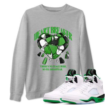 Air Jordan 5 Lucky Green shirt to match jordans Heart Breaker sneaker tees AJ5 Lucky Green SNRT Sneaker Release Tees unisex cotton Heather Grey 1 crew neck shirt