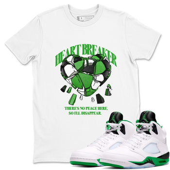 Air Jordan 5 Lucky Green shirt to match jordans Heart Breaker sneaker tees AJ5 Lucky Green SNRT Sneaker Release Tees unisex cotton White 1 crew neck shirt