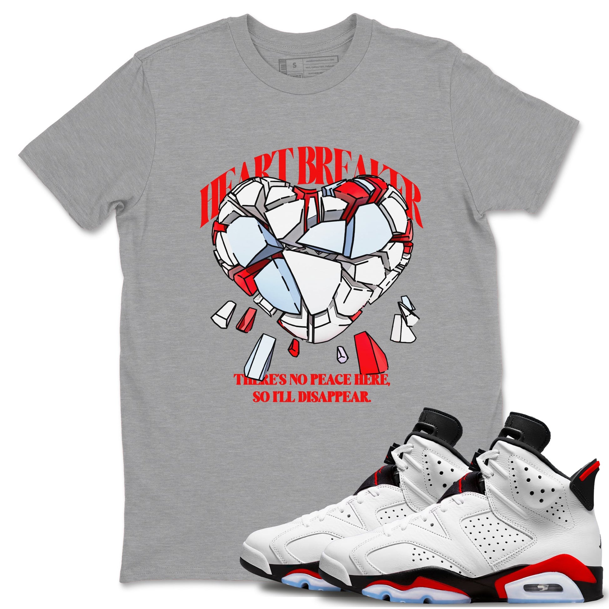 6s Fire Red shirts to match jordans Heart Breaker best t shirts to wear with jordans Air Jordan 6 Fire Red match shoes to clothes SNRT Sneaker Tees unisex cotton Heather Grey 1 shirts