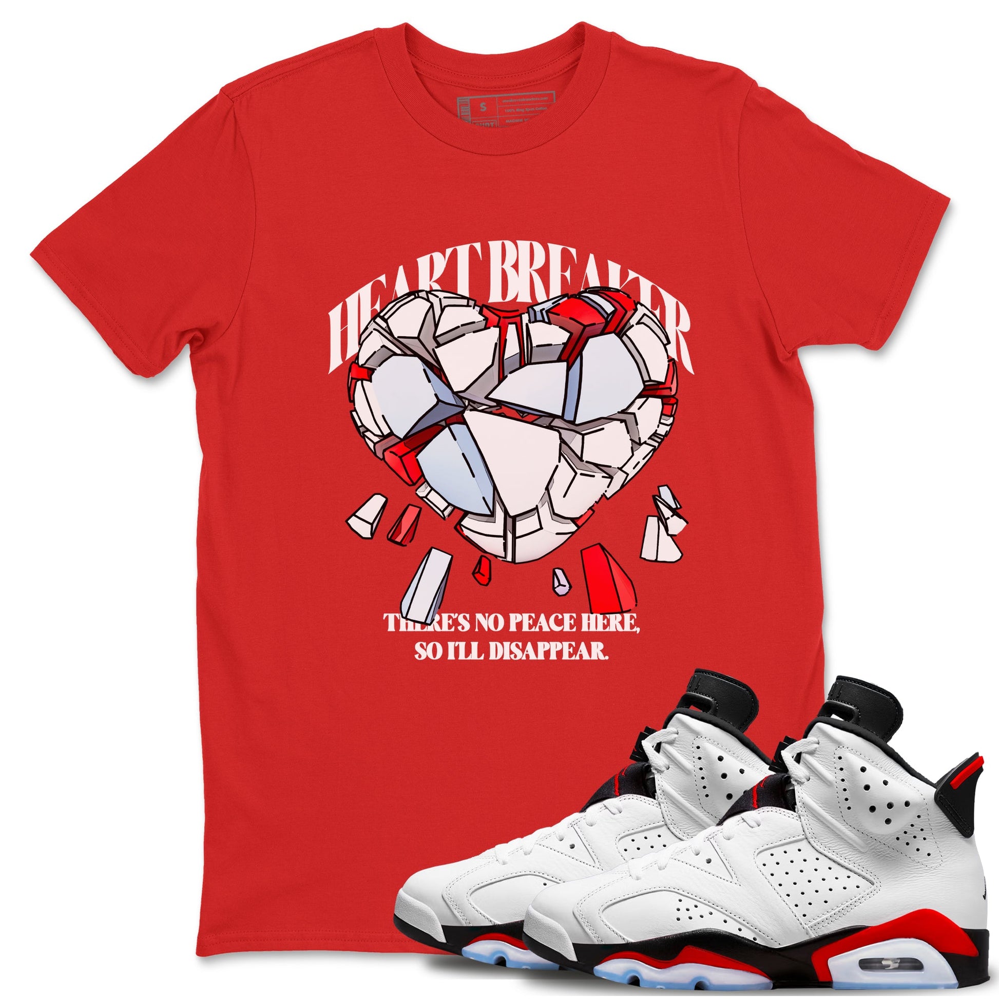 6s Fire Red shirts to match jordans Heart Breaker best t shirts to wear with jordans Air Jordan 6 Fire Red match shoes to clothes SNRT Sneaker Tees unisex cotton Red 1 shirts