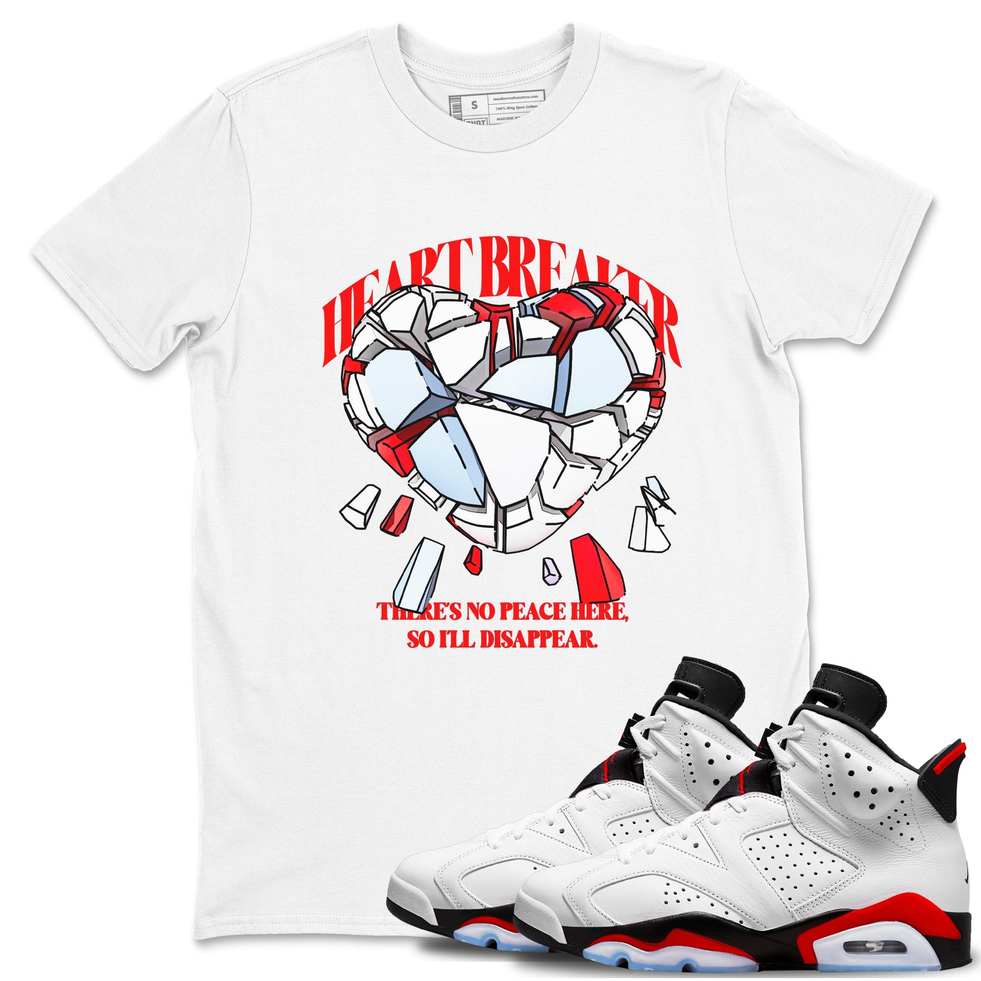 6s Fire Red shirts to match jordans Heart Breaker best t shirts to wear with jordans Air Jordan 6 Fire Red match shoes to clothes SNRT Sneaker Tees unisex cotton White 1 shirts