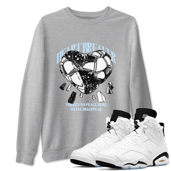 AJ6 White Black shirts to match jordans Heart Breaker sneaker match tees Air Jordan 6 White Black SNRT Sneaker Tees streetwear brand Heather Grey 1 unisex cotton tee
