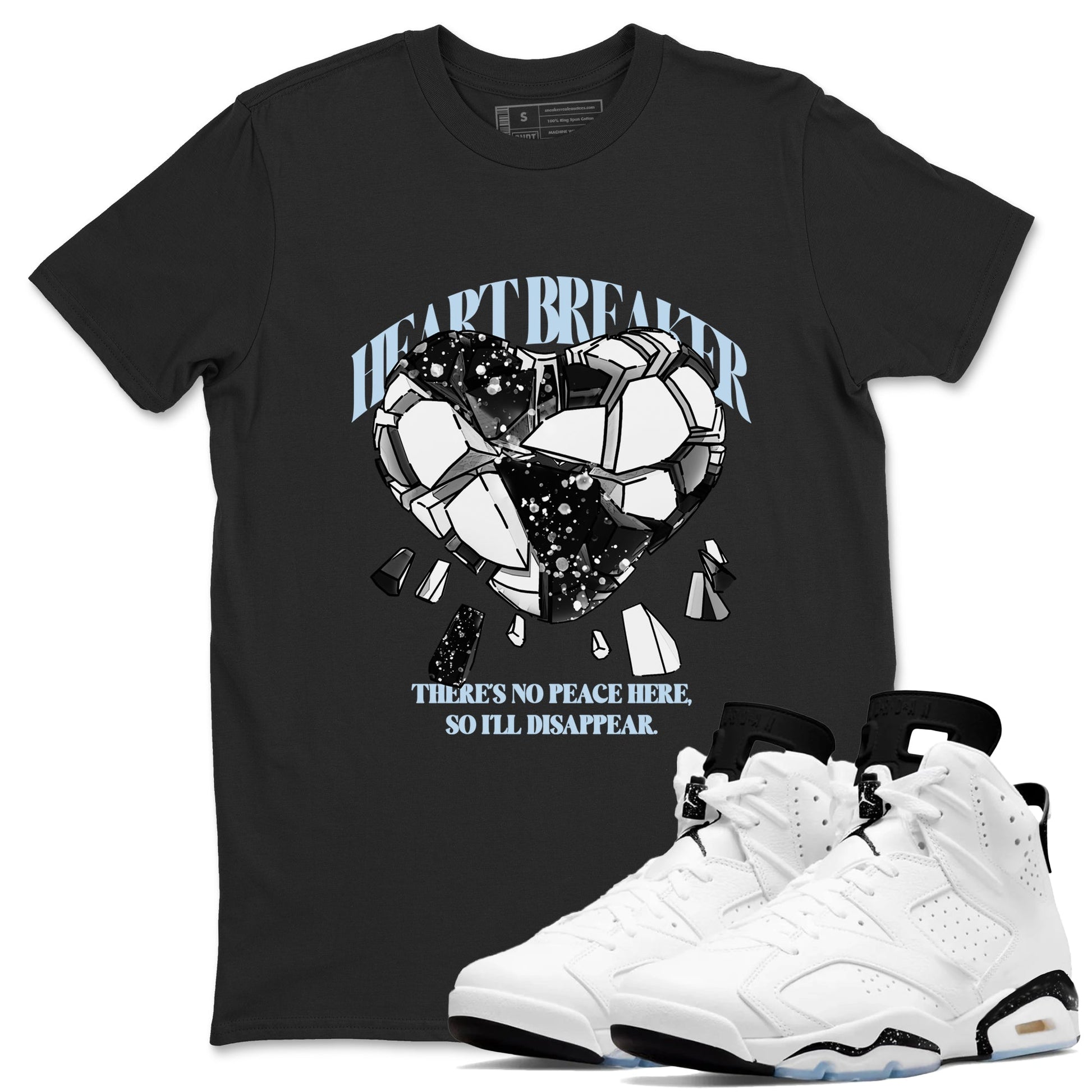 AJ6 White Black shirts to match jordans Heart Breaker sneaker match tees Air Jordan 6 White Black SNRT Sneaker Tees streetwear brand Black 1 unisex cotton tee