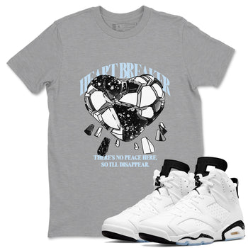 AJ6 White Black shirts to match jordans Heart Breaker sneaker match tees Air Jordan 6 White Black SNRT Sneaker Tees streetwear brand Heather Grey 1 unisex cotton tee